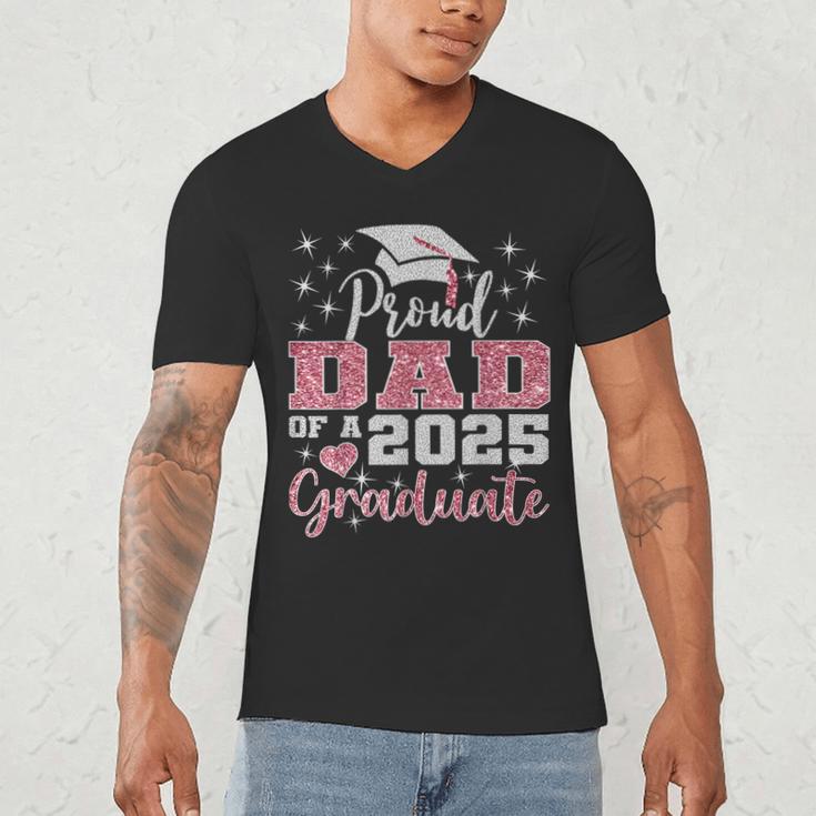 Super Proud Dad Of 2025 Graduate Senior Graduation Family Men's V-Neck T-Shirt