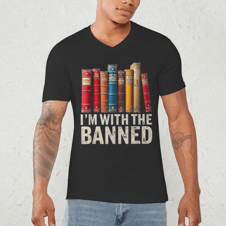 Support Banned Books Freedom I'm With The Banned Men's V-Neck T-Shirt