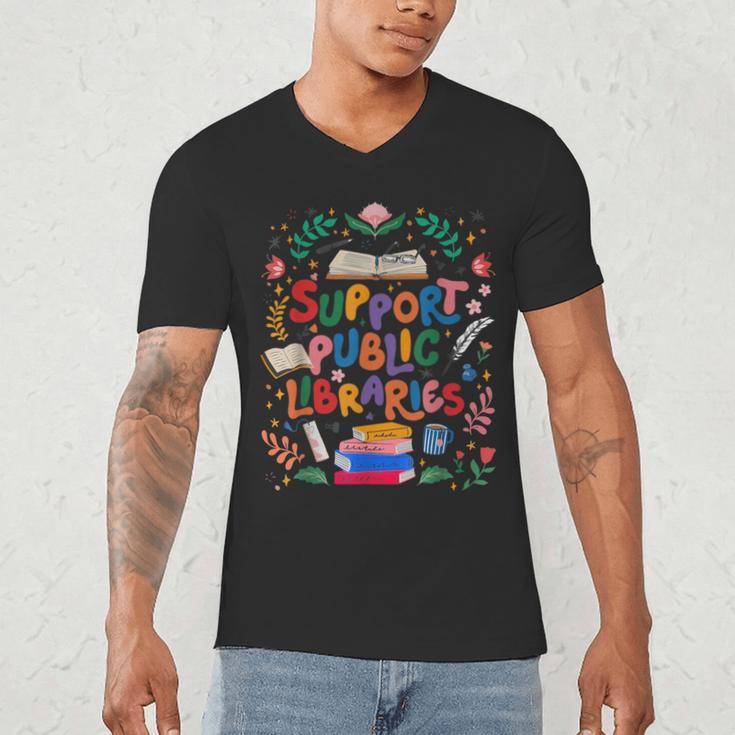 Support Public Libraries Book Nerd Outfit For Book Lovers Men's V-Neck T-Shirt Support Public Libraries Book Nerd Outfit For Book Lovers Men's V-Neck T-Shirt