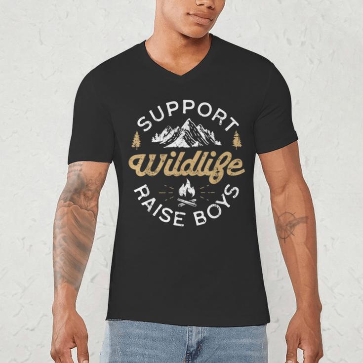 Support Wildlife Raise Boys Parent Mom & Dad Men's V-Neck T-Shirt
