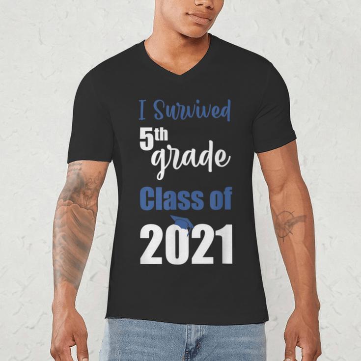 I Survived 5th Grade Class Of 2021 Quarantined Graduation 2 Men's V-Neck T-Shirt