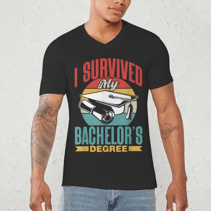 I Survived My Bachelor's Degree Party Bachelor Graduation Men's V-Neck T-Shirt