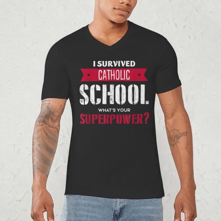 I Survived Catholic School Shirt Catholic Graduation Men's V-Neck T-Shirt