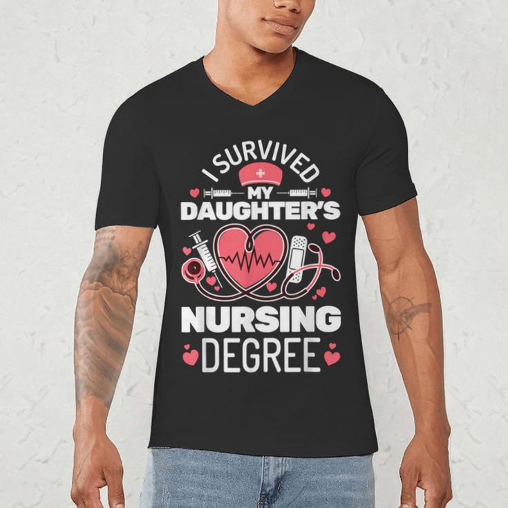 I Survived My Daughter's Nursing Degree School Graduation Men's V-Neck T-Shirt
