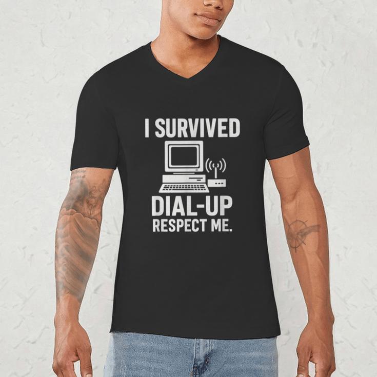 I Survived Dial-Up Internet – Retro 90s Nostalgia Men's V-Neck T-Shirt I Survived Dial-Up Internet – Retro 90s Nostalgia Men's V-Neck T-Shirt