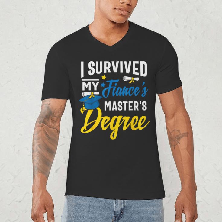 i Survived My Fiance's Masters Degree Graduation Gifts Men's V-Neck T-Shirt
