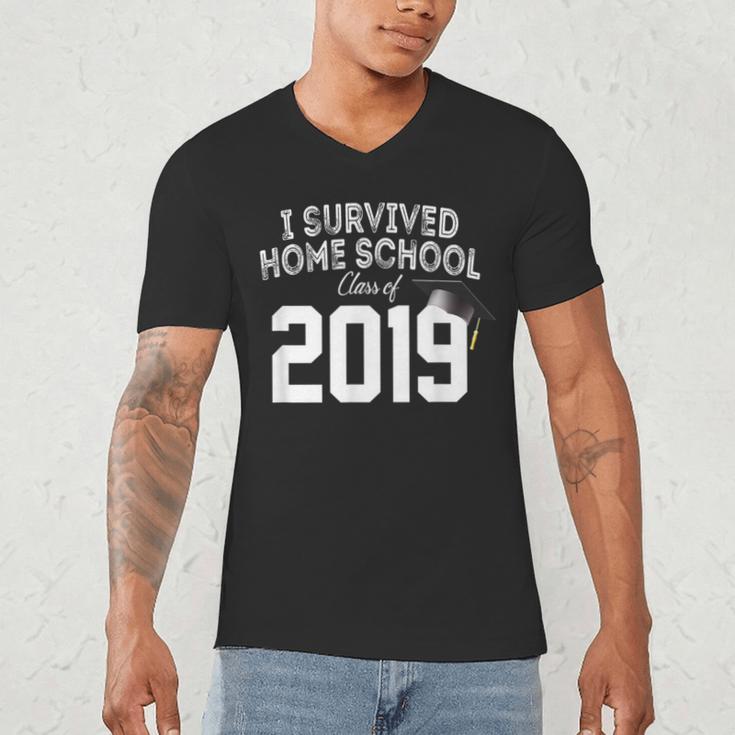 I Survived Home School Class Of 2019 Graduation t Shirt Men's V-Neck T-Shirt