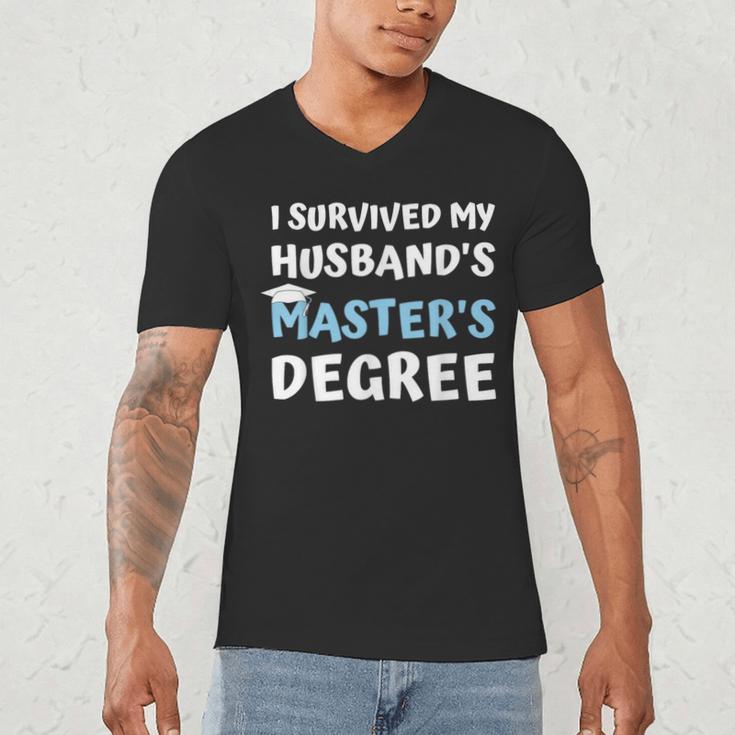 i Survived My Husbands Masters Degree College Graduation Men's V-Neck T-Shirt