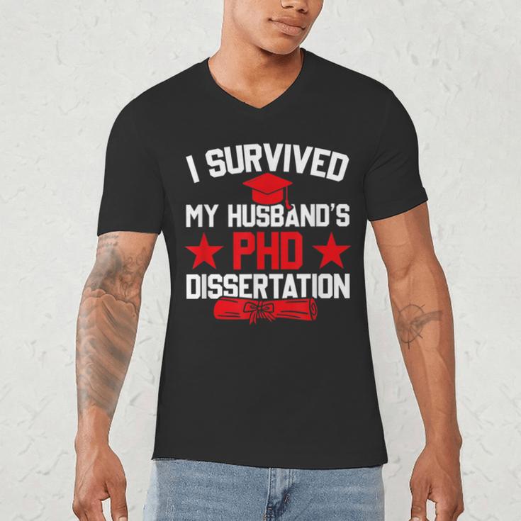 I Survived My Husband's PHD Dissertation Graduation Men's V-Neck T-Shirt