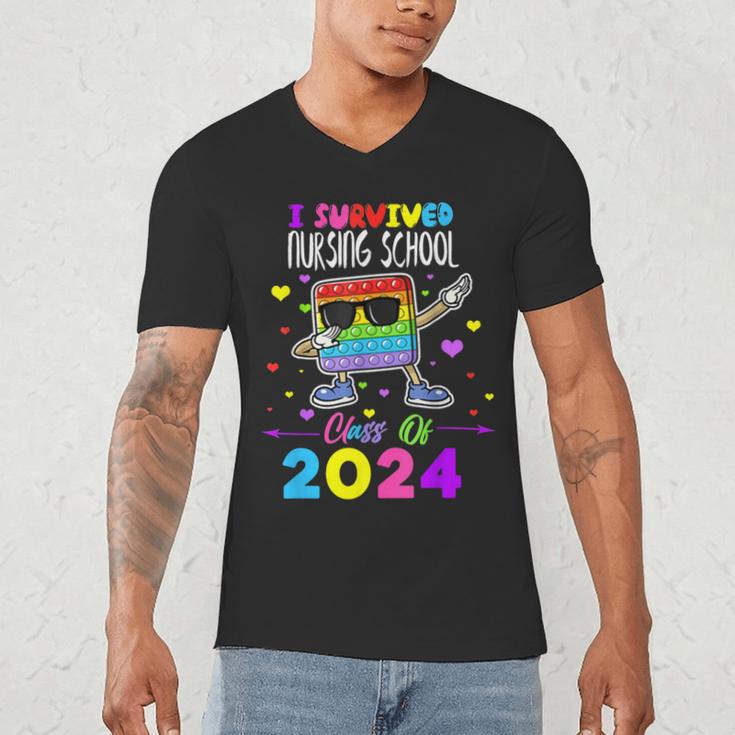 I Survived Nursing School Of 2024 Student Graduation 2024 Men's V-Neck T-Shirt