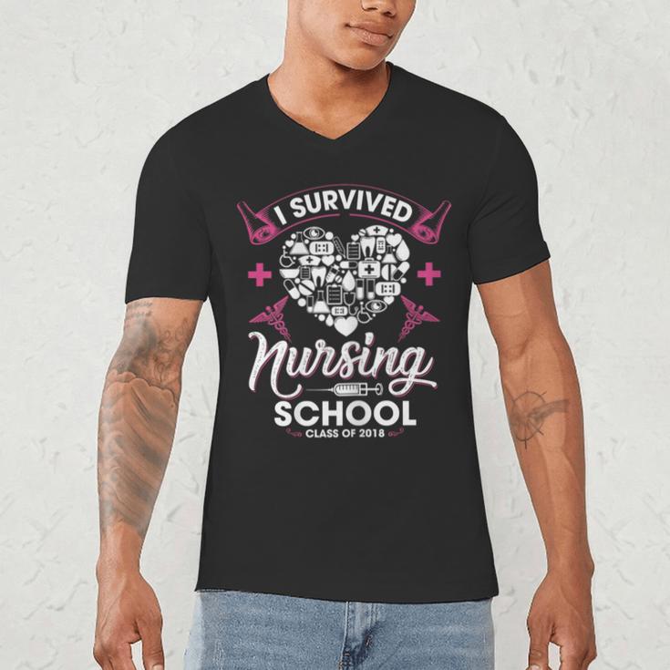 I Survived Nursing School Class Of 2018 Graduation T-Shirt Men's V-Neck T-Shirt