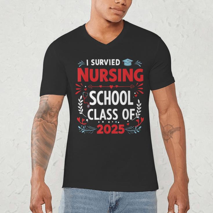 I Survived Nursing School Class Of 2025 Nurse Graduation Men's V-Neck T-Shirt
