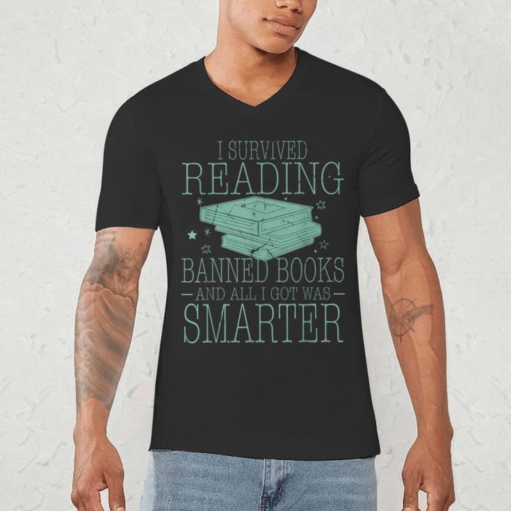 I Survived Reading Banned Books And All I Got Was Sma Men's V-Neck T-Shirt