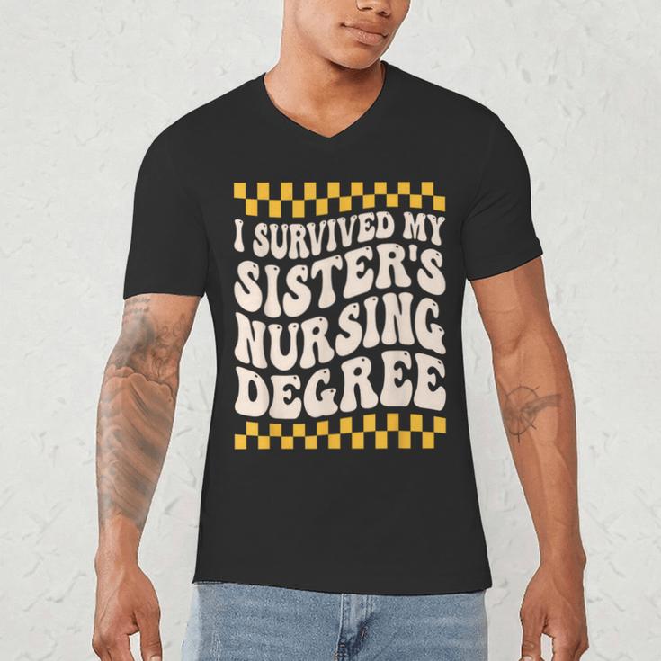 i Survived My Sisters Nursing Degree School Graduation Party Men's V-Neck T-Shirt
