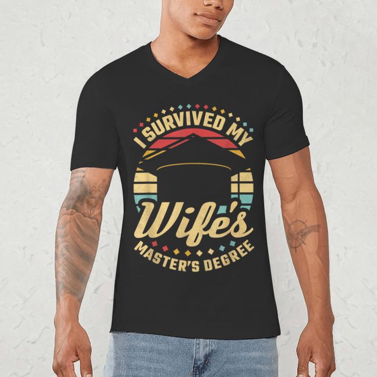 Survived My Wife's Master's Degree College Graduation Men's V-Neck T-Shirt
