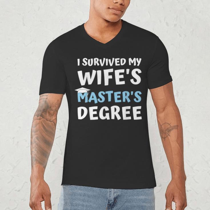 i Survived My Wifes Masters Degree MBA College Graduation Men's V-Neck T-Shirt