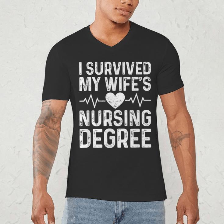 I Survived My Wife's Nursing Degree School Graduation Men's V-Neck T-Shirt