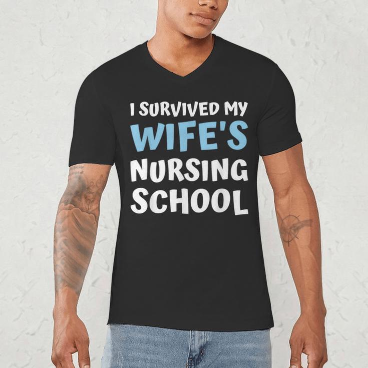 i Survived My Wifes Nursing School Degree Graduation Party Men's V-Neck T-Shirt