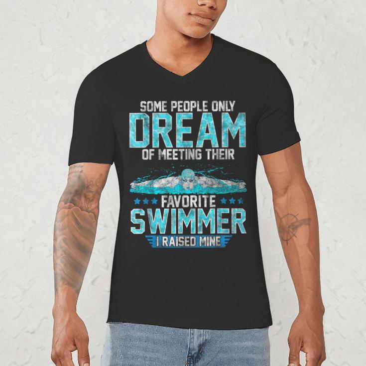 Swimming Parent Swimmer Mom Dad My Favorite Swim Meet Men's V-Neck T-Shirt Swimming Parent Swimmer Mom Dad My Favorite Swim Meet Men's V-Neck T-Shirt