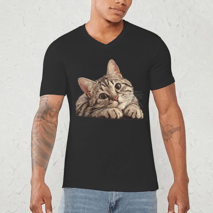 Tabby Cat Mom Dad Pet Shop Tabby Cats Kitten Tabby Cat Men's V-Neck T-Shirt Tabby Cat Mom Dad Pet Shop Tabby Cats Kitten Tabby Cat Men's V-Neck T-Shirt