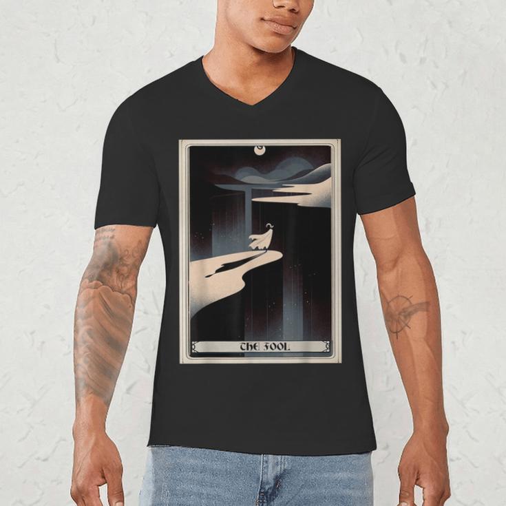 Tarot Cards Guide Book Esoteric Mysticism Clothing The Fool Tarot Card -Adults & Kids Small Short Sleeve Crew Neck Classic Fit Men's V-Neck T-Shirt