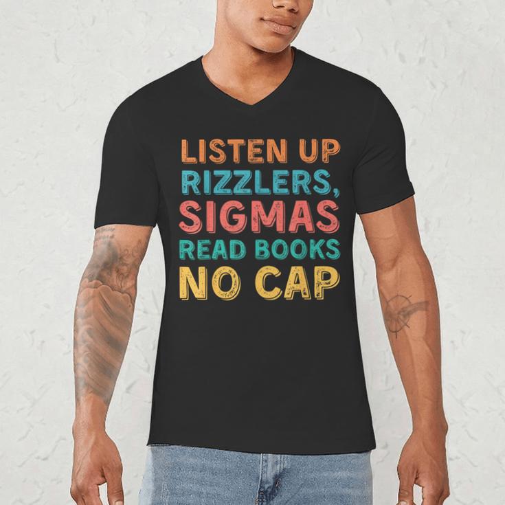 Teacher English Read Books Listen Up Rizzlers Men's V-Neck T-Shirt Teacher English Read Books Listen Up Rizzlers Men's V-Neck T-Shirt
