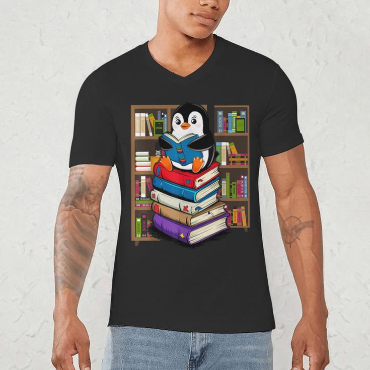Teacher Librarian Kawaii Penguin Book Lover Penguin Men's V-Neck T-Shirt