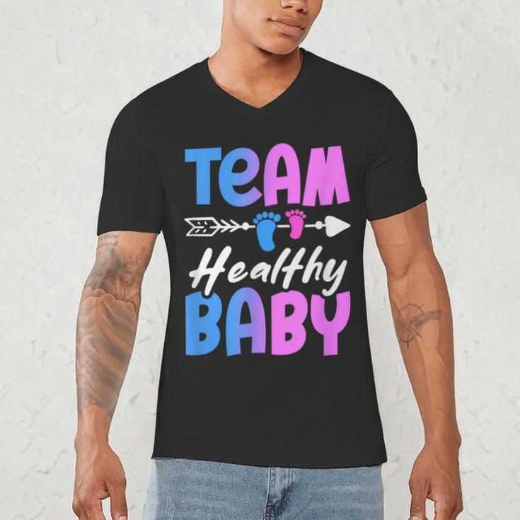 Team Healthy Baby Gender Reveal Pregnancy Mom Dad Men's V-Neck T-Shirt