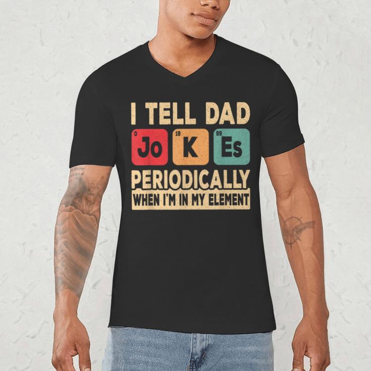 I Tell Dad Jokes Periodically Retro Papa Fathers Day Men Men's V-Neck T-Shirt