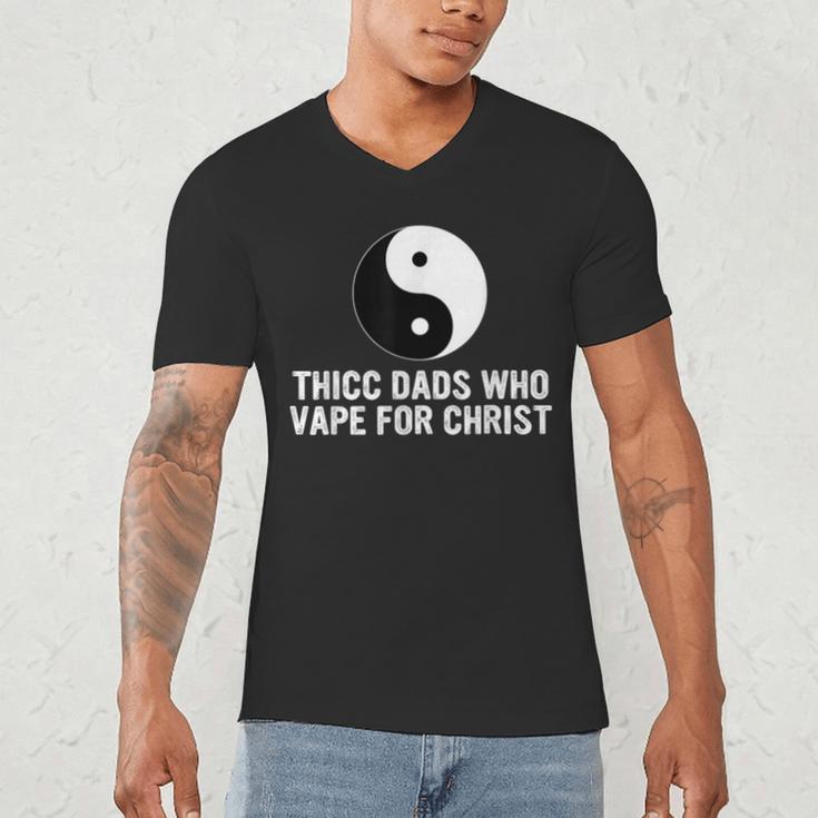 Thicc Dads Who Vape For Christ Father Day Men's V-Neck T-Shirt