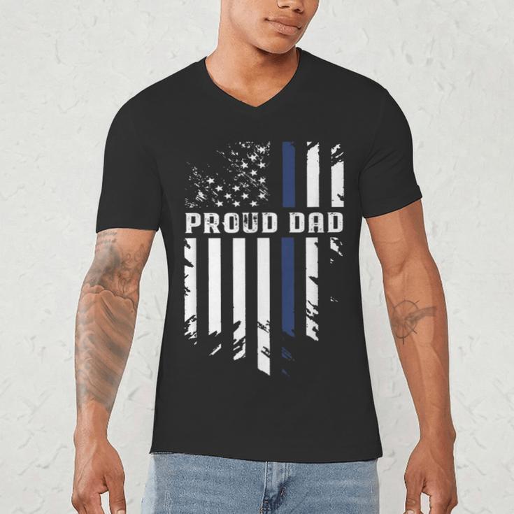 Thin Blue Line Proud Dad Police Family T-Shirt Men's V-Neck T-Shirt
