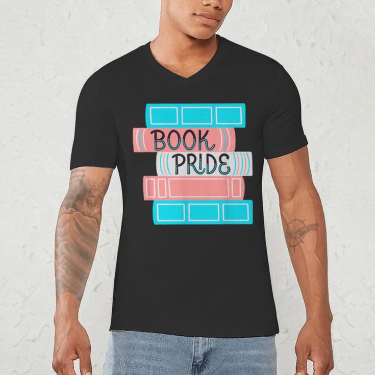 Threadless Grey Sky Chai Trans Book Pride Graphic Men's V-Neck T-Shirt