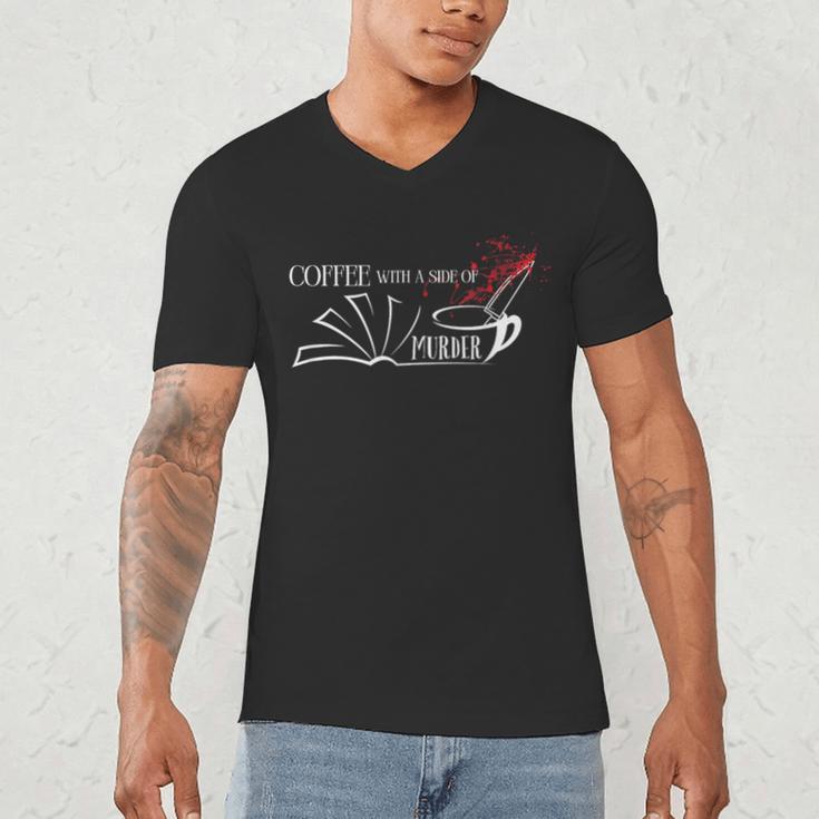 Thriller Book Fan Coffee With A Side Of Murder Men's V-Neck T-Shirt Thriller Book Fan Coffee With A Side Of Murder Men's V-Neck T-Shirt