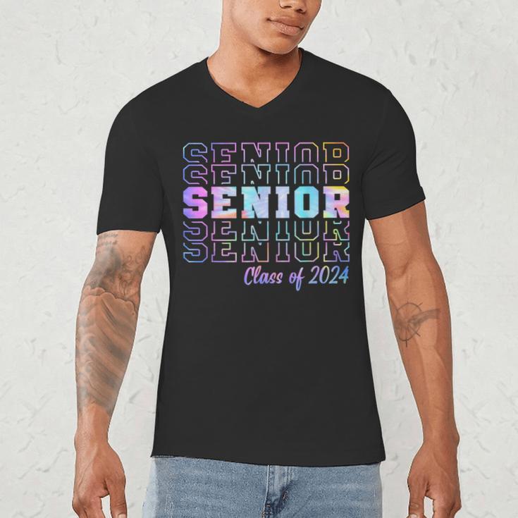 Tie Dye Senior 24 Class Of 2024 Seniors Graduation 24 Men's V-Neck T-Shirt