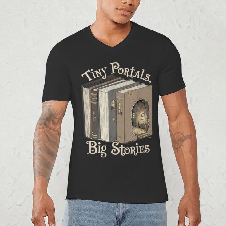Tiny Portals Big Stories Book Nook Fantasy Gateway Men's V-Neck T-Shirt