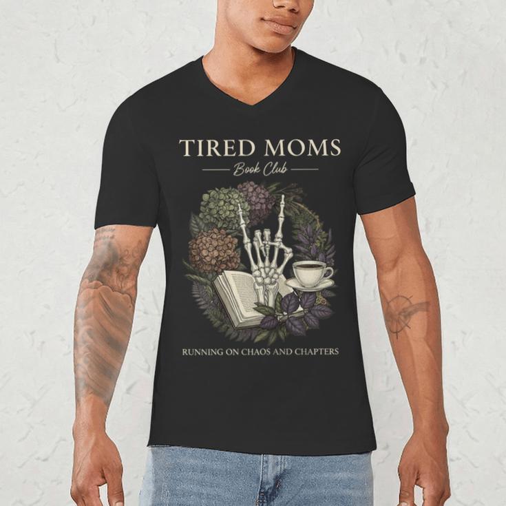 Tired Moms Book Club Dark Floral Coffee Skeleton Men's V-Neck T-Shirt Tired Moms Book Club Dark Floral Coffee Skeleton Men's V-Neck T-Shirt