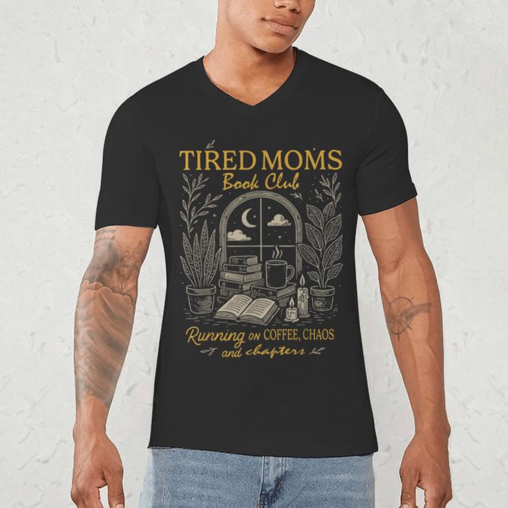 Tired Moms Book Club Running On Coffee Chaos And Chapters Men's V-Neck T-Shirt
