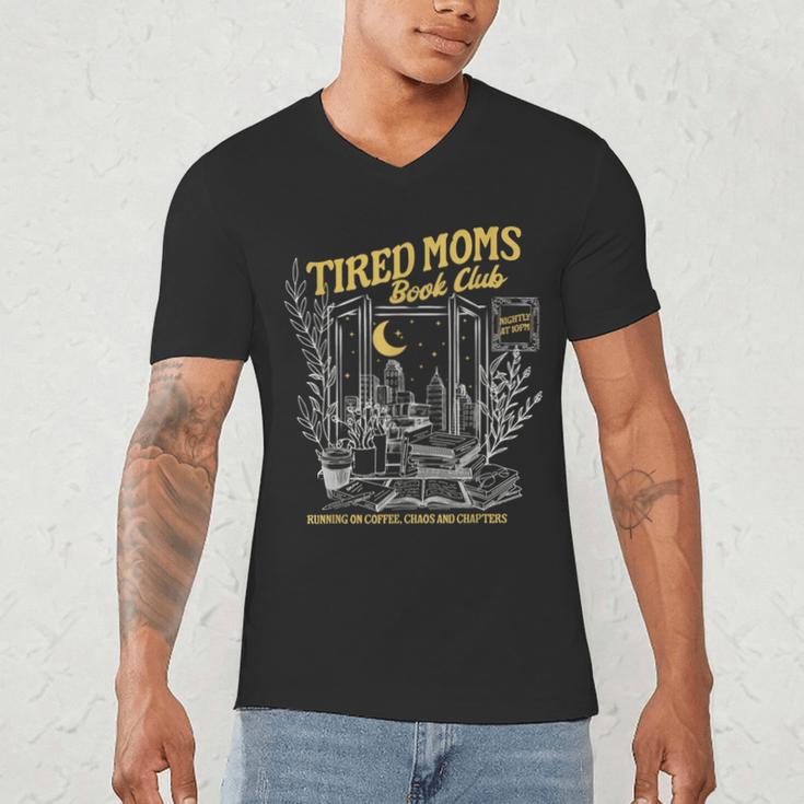 Tired Moms Club Bookish Book Lover Homebody Fall Book Club Men's V-Neck T-Shirt