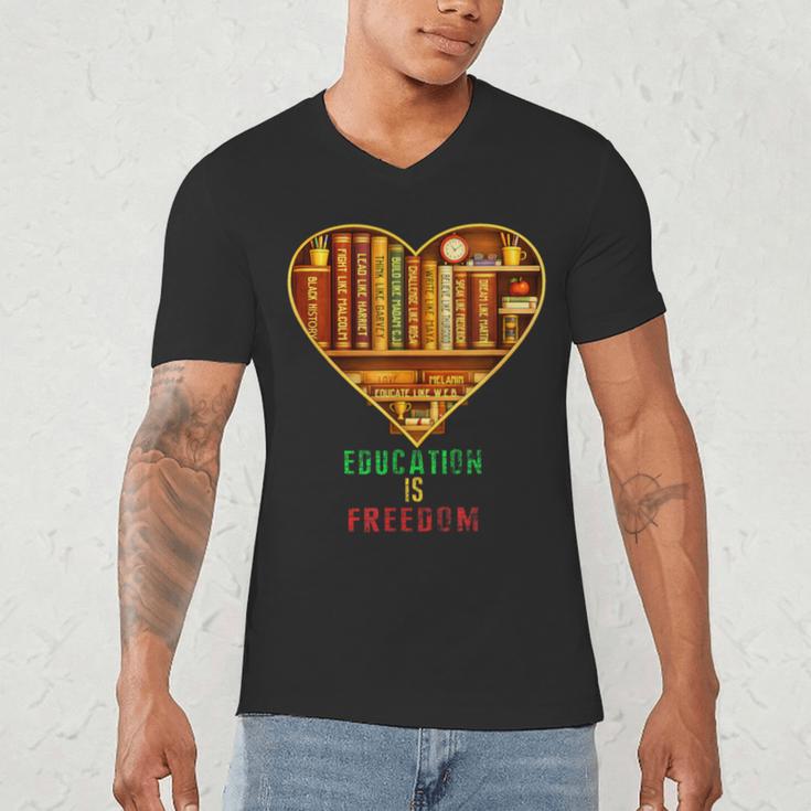 History Education Is Freedom Books Black History Heart Men's V-Neck T-Shirt