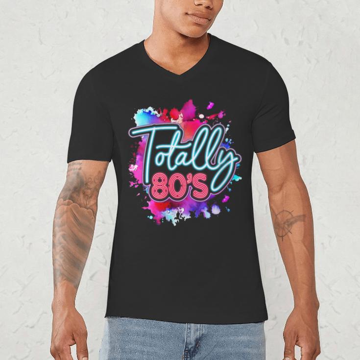 Totally 80's Colorful Retro 1980s Style Nostalgia Vibe Men's V-Neck T-Shirt