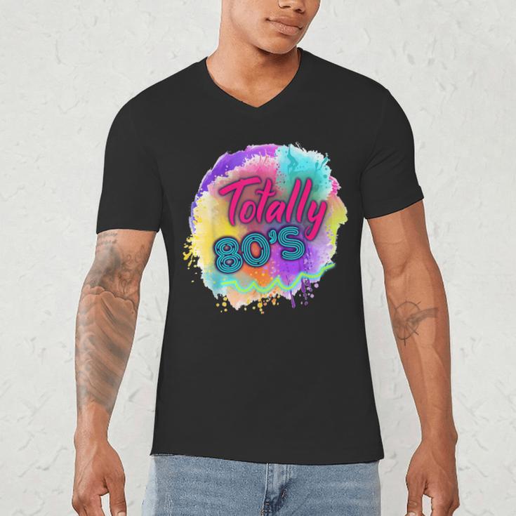 Totally 80's Tie Dye Retro Vibes 1980s Style Nostalgia Men's V-Neck T-Shirt