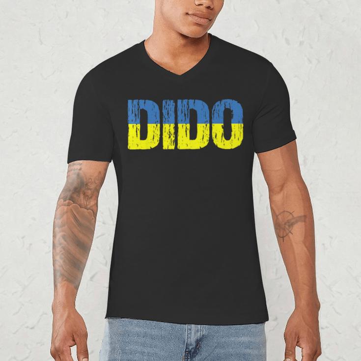 Ukrainian Dido Grandfather Dad Ukraine Flag Distressed Men's V-Neck T-Shirt Ukrainian Dido Grandfather Dad Ukraine Flag Distressed Men's V-Neck T-Shirt