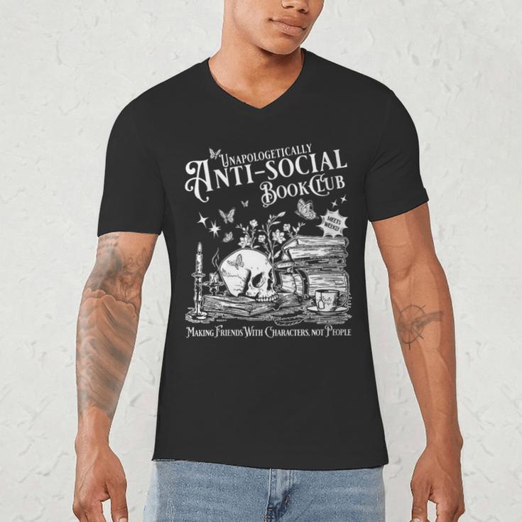 Unapologetically Antisocial Book Club Meets Weekly Retro Men's V-Neck T-Shirt