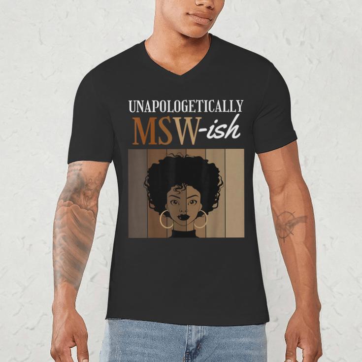 Unapologetically MSW-Ish Student Graduation Afro Men's V-Neck T-Shirt