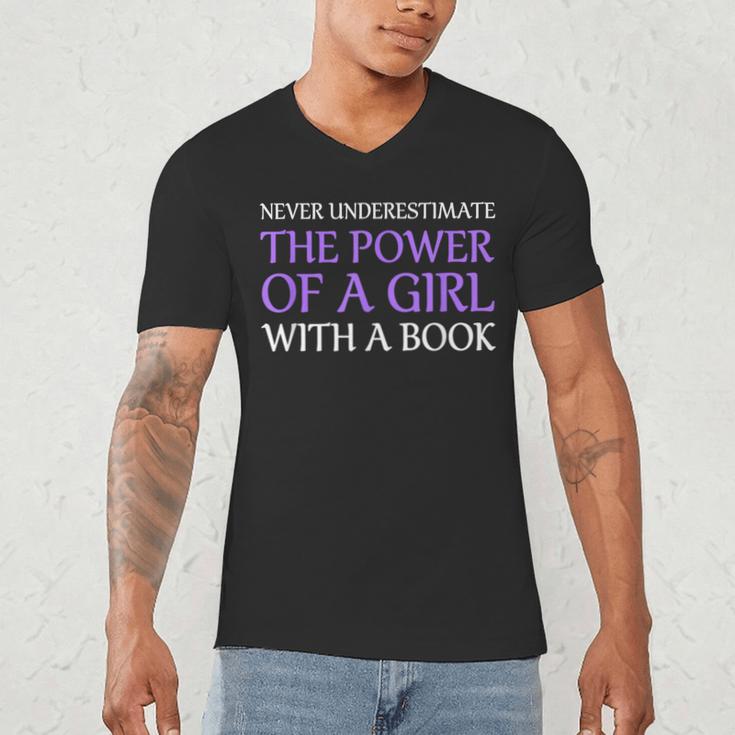 Never Underestimate Girl With A Book Women Inspiration Quote Men's V-Neck T-Shirt
