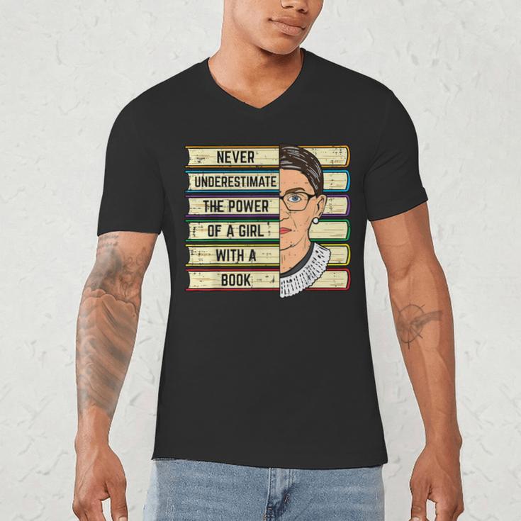 Never Underestimate Girl Read Book Reading Librarian Women Men's V-Neck T-Shirt