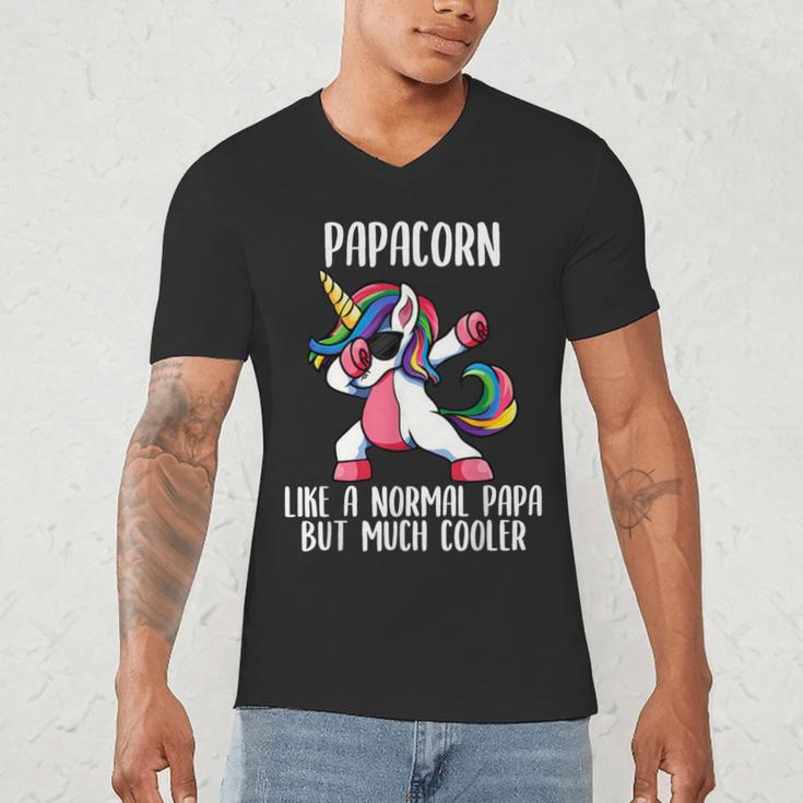 Unicorn Dad Girl Birthday Party Clothing Papacorn Men's V-Neck T-Shirt