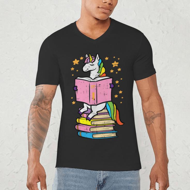 Unicorn Read Reading Book Librarian America Girls Women Men's V-Neck T-Shirt Unicorn Read Reading Book Librarian America Girls Women Men's V-Neck T-Shirt