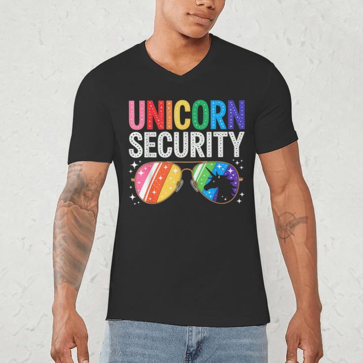 Unicorn Security Birthday Family Halloween Costume Mom Dad Men's V-Neck T-Shirt