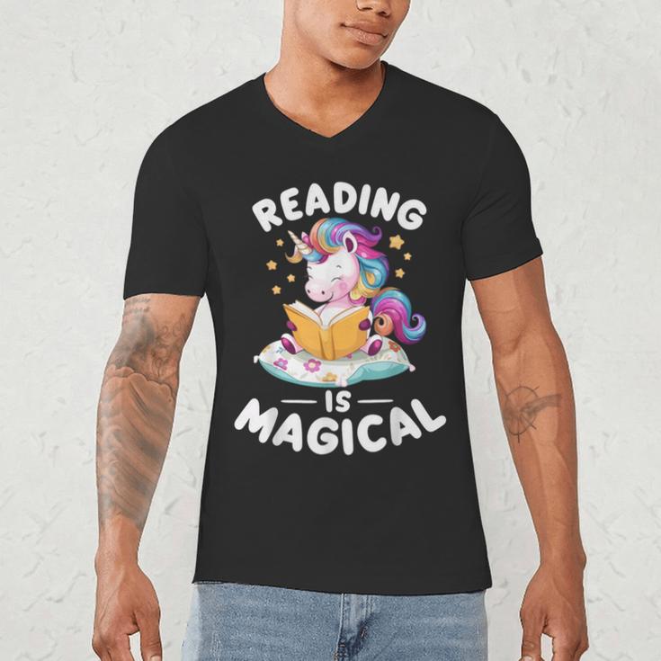 Unicorn Teacher Reading Is Magical Book Men's V-Neck T-Shirt